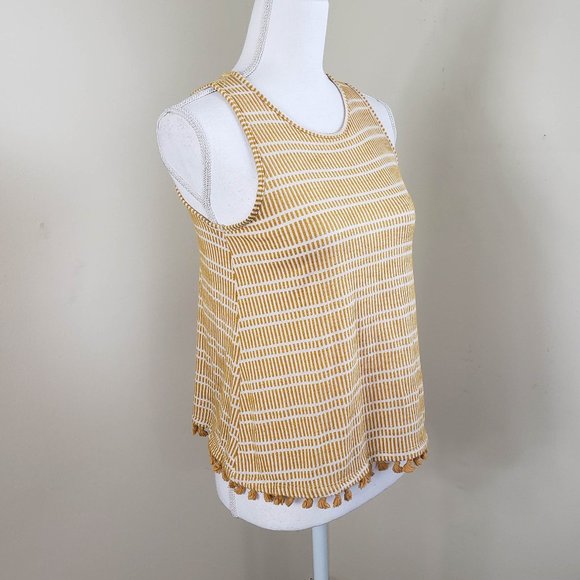 Anthropologie's W5 Tassel Striped Boho Tank Top Yellow Size XS - Picture 3 of 11